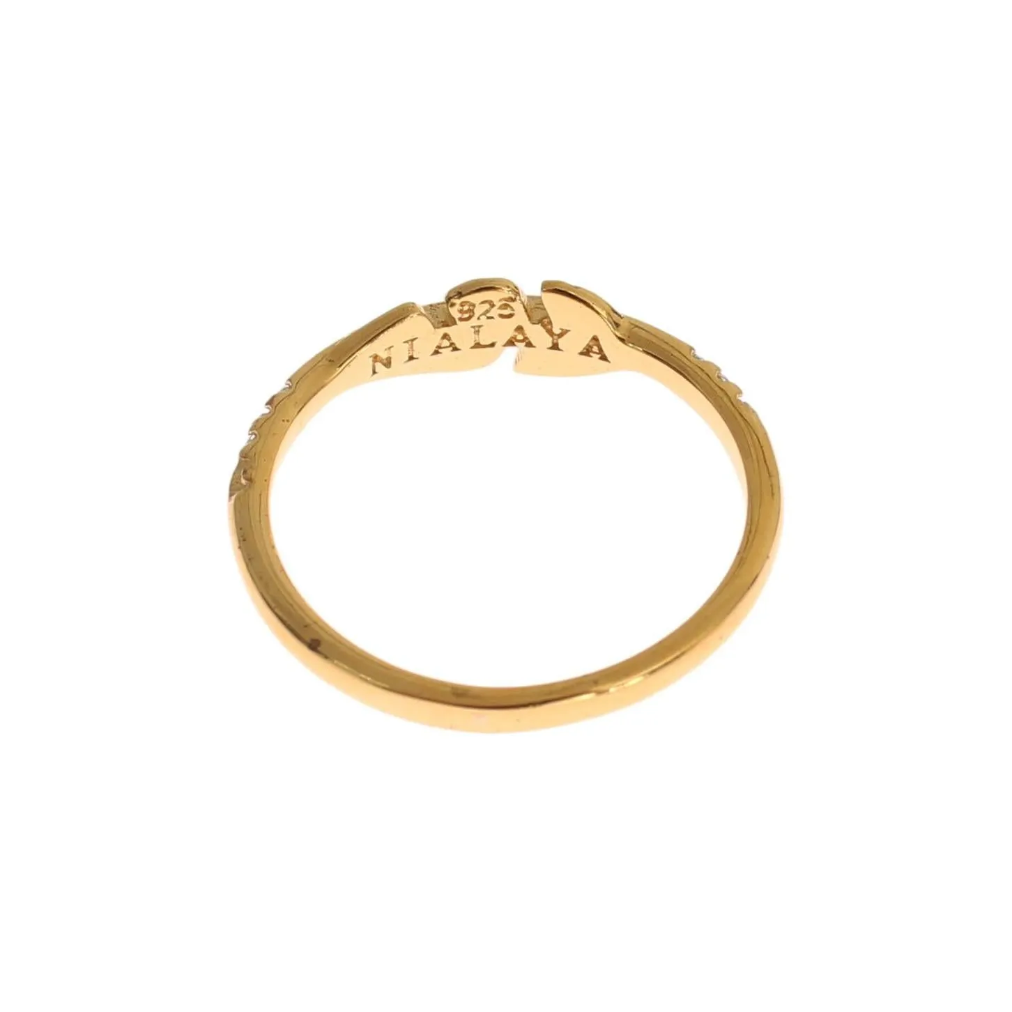 Nialaya Elegant Gold Plated Sterling Silver CZ Ring