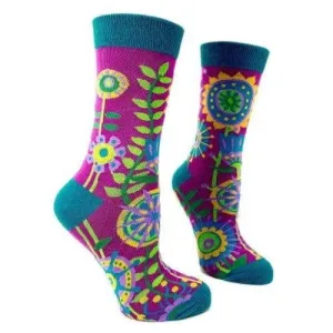 Novelty: Funky Floral - Crew Socks