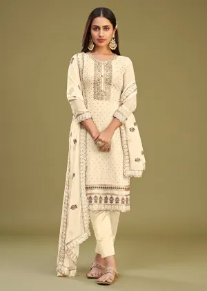 Off White Swarovski Work & Embroidered Eid Wear Salwar Suit