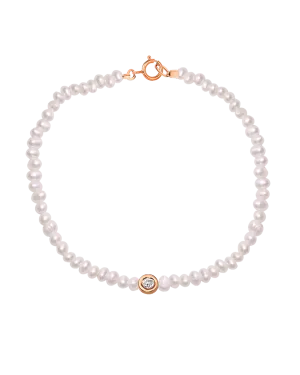 Pearl & Diamond Bracelet - 14K Rose Gold