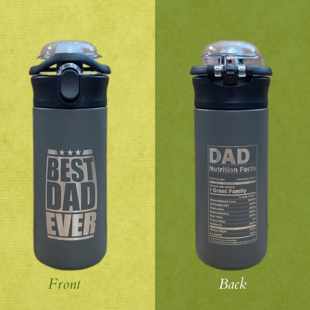 Personalized Tumbler Best Dad Amazing Mom Laser Engraved Water Bottle Insulated Stainless Steel with Straw Handle 16.9 oz