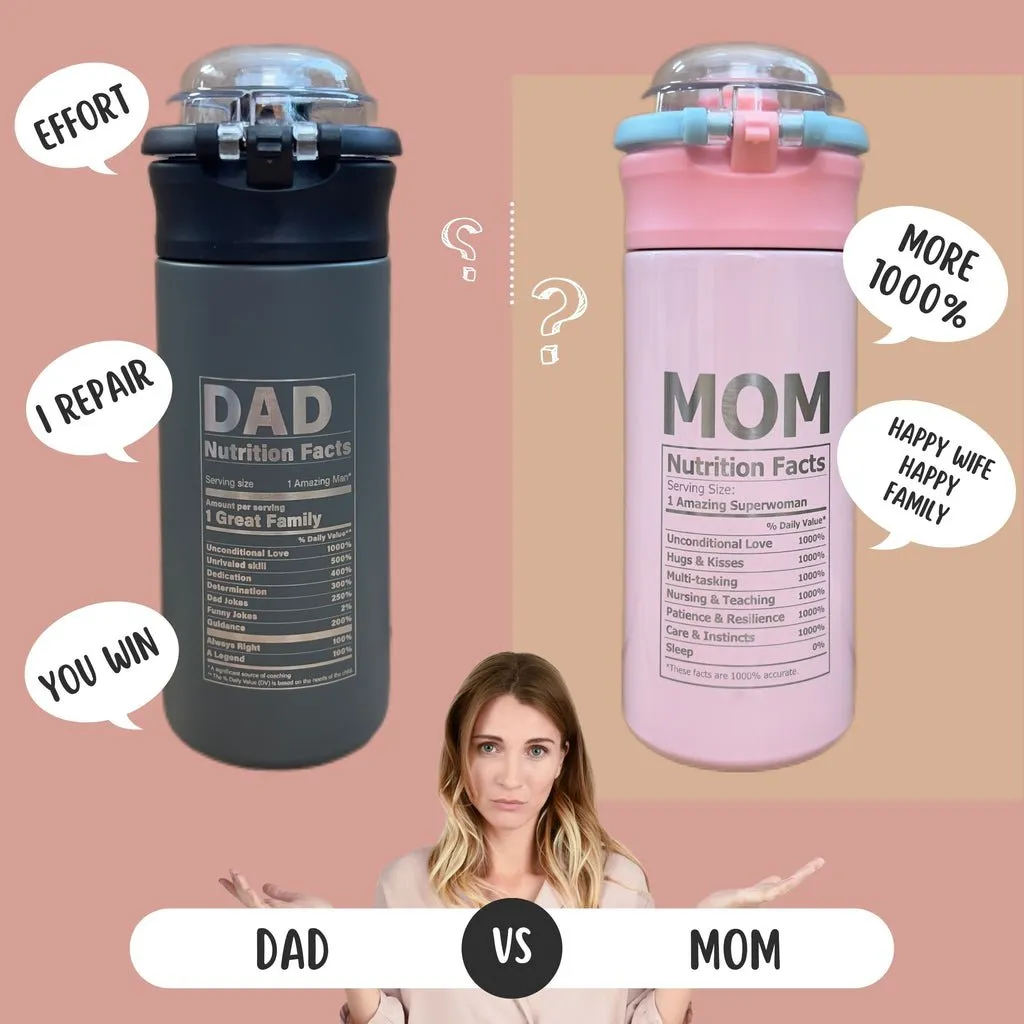 Personalized Tumbler Best Dad Amazing Mom Laser Engraved Water Bottle Insulated Stainless Steel with Straw Handle 16.9 oz