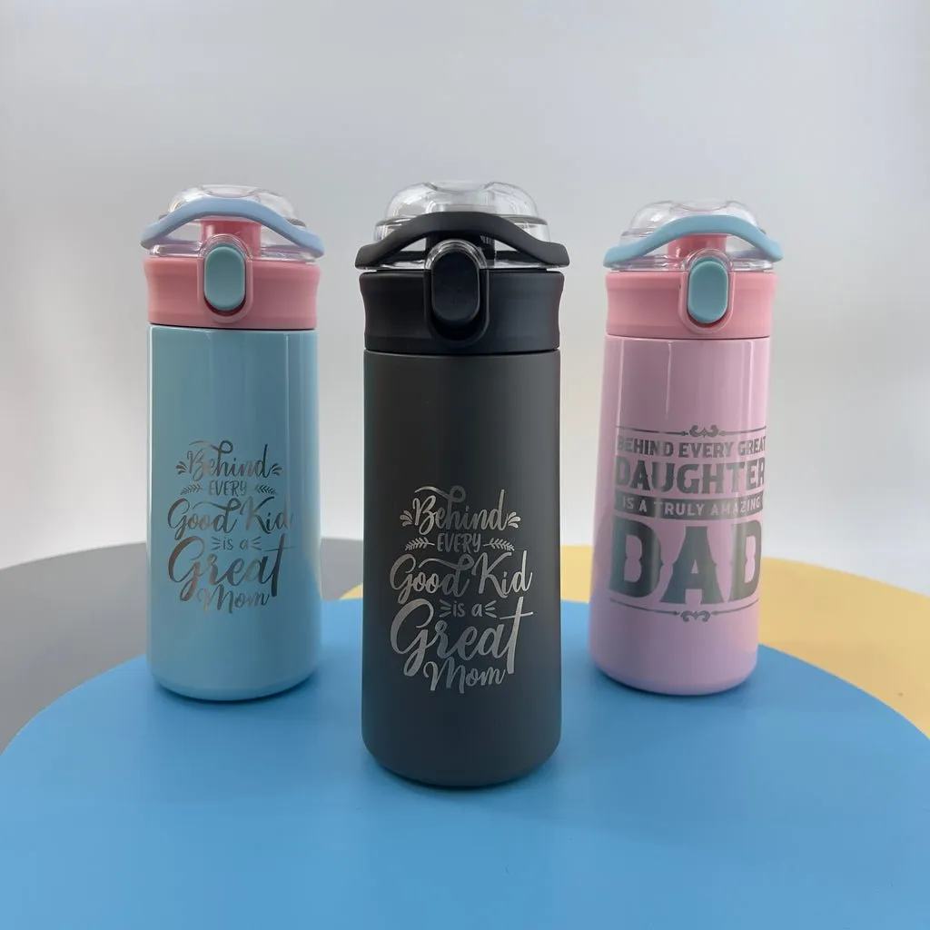 Personalized Tumbler Best Dad Amazing Mom Laser Engraved Water Bottle Insulated Stainless Steel with Straw Handle 16.9 oz