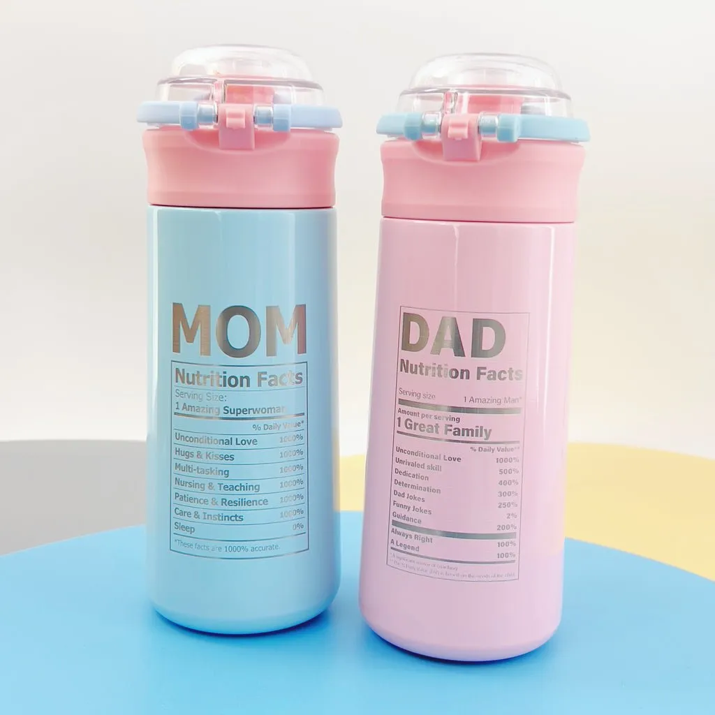 Personalized Tumbler Best Dad Amazing Mom Laser Engraved Water Bottle Insulated Stainless Steel with Straw Handle 16.9 oz