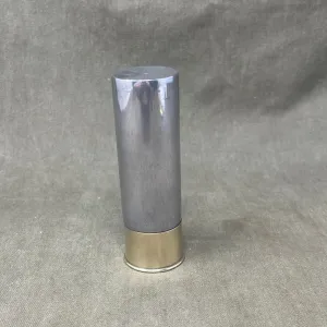 Pewter 4oz Flask as Shotgun Cartridge with Brass Screw