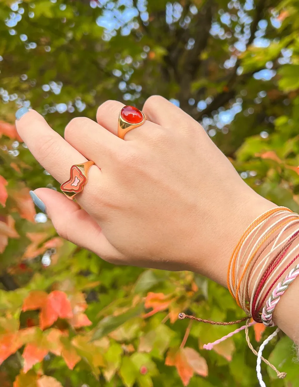 Pink Enamel Butterfly Ring