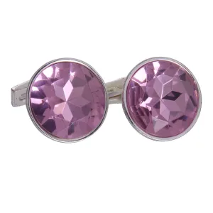 Pink Silver Round Gem Cufflinks