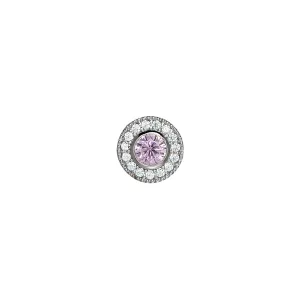 Platinum Finish Micropave Birthstone Charm