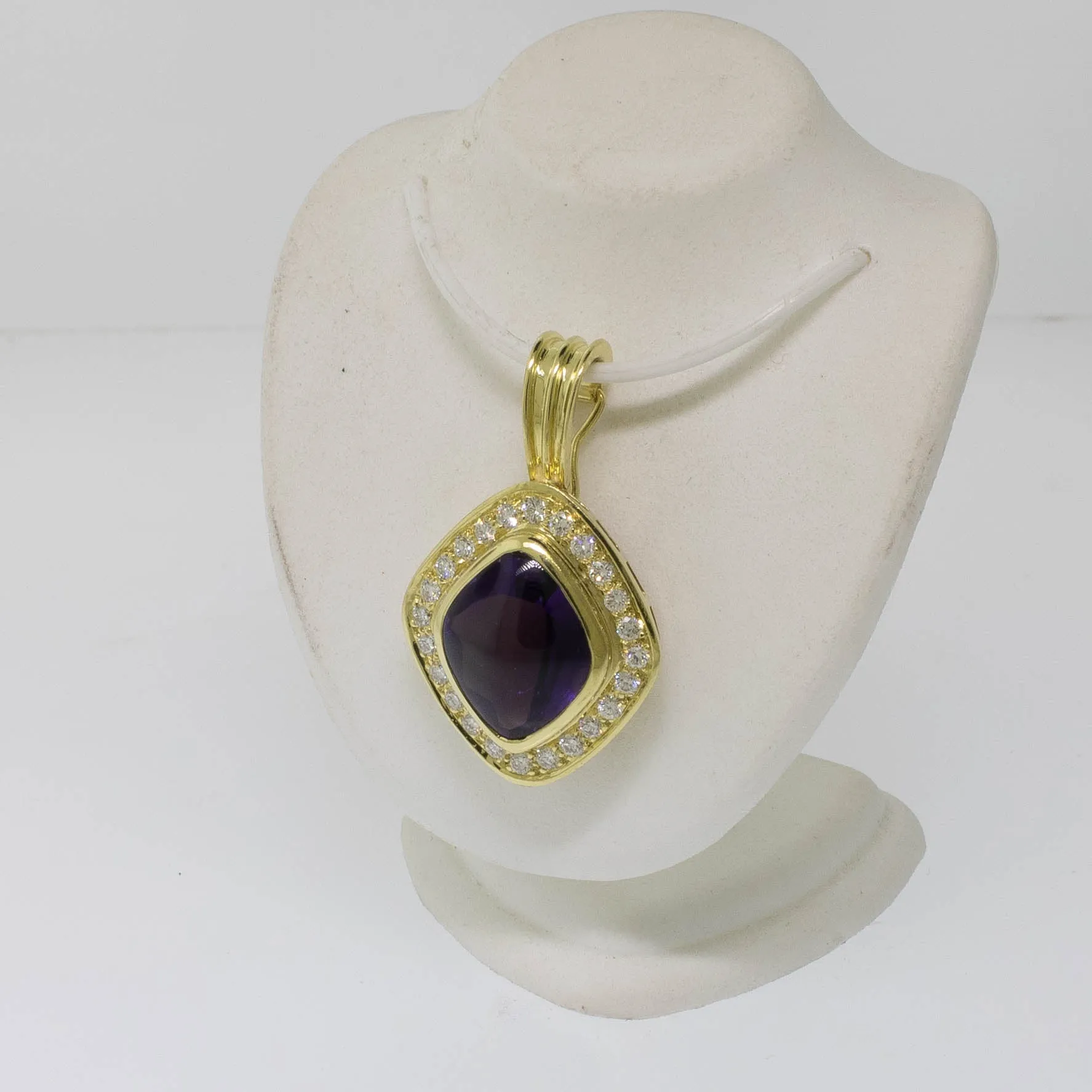 Pre-Owned 18K Yellow Gold Amethyst & Diamond Slide Pendant, 1 CTTW, 4.8 DWT