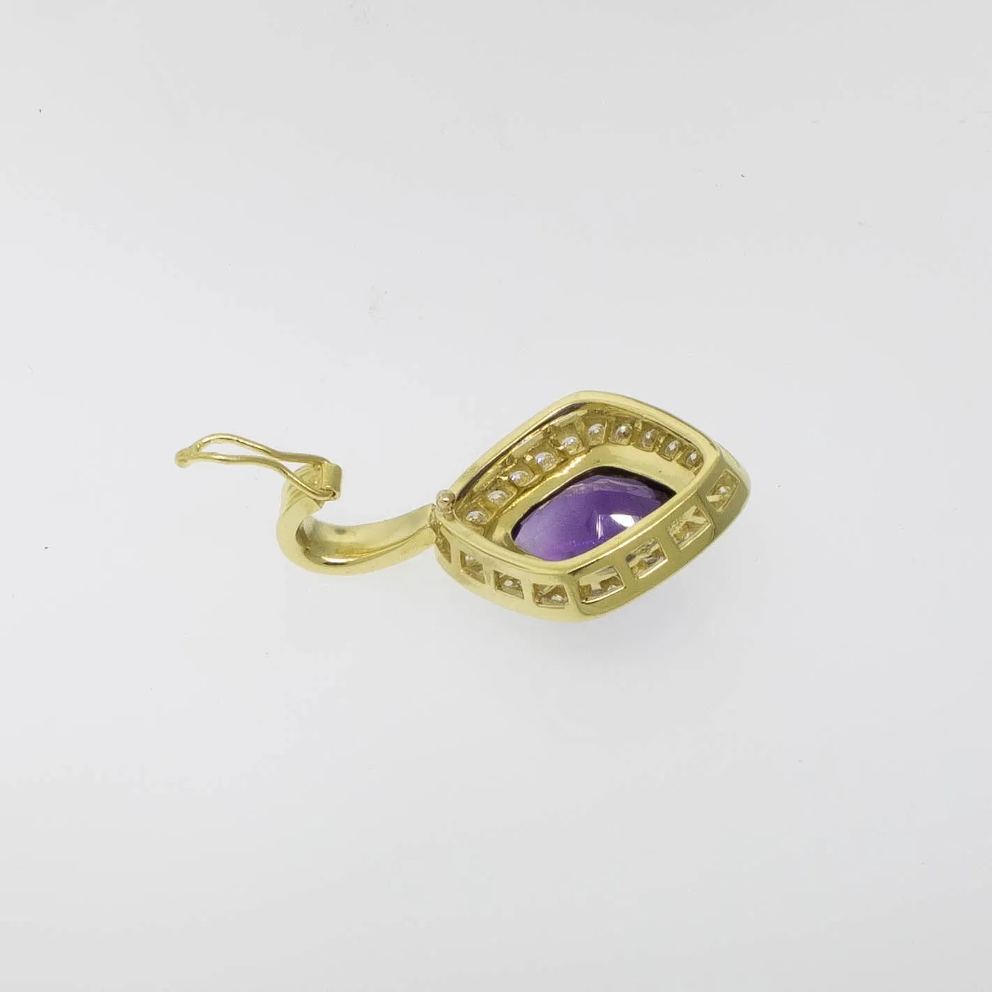 Pre-Owned 18K Yellow Gold Amethyst & Diamond Slide Pendant, 1 CTTW, 4.8 DWT