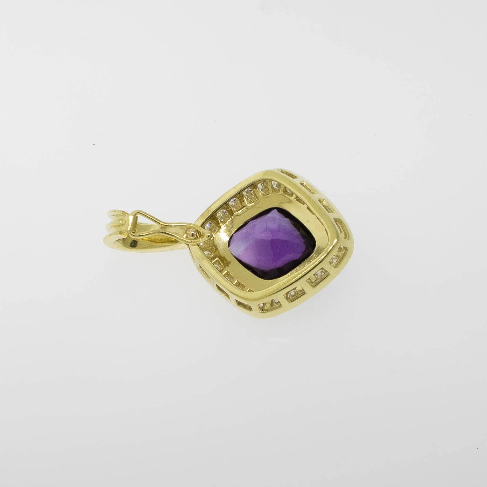 Pre-Owned 18K Yellow Gold Amethyst & Diamond Slide Pendant, 1 CTTW, 4.8 DWT