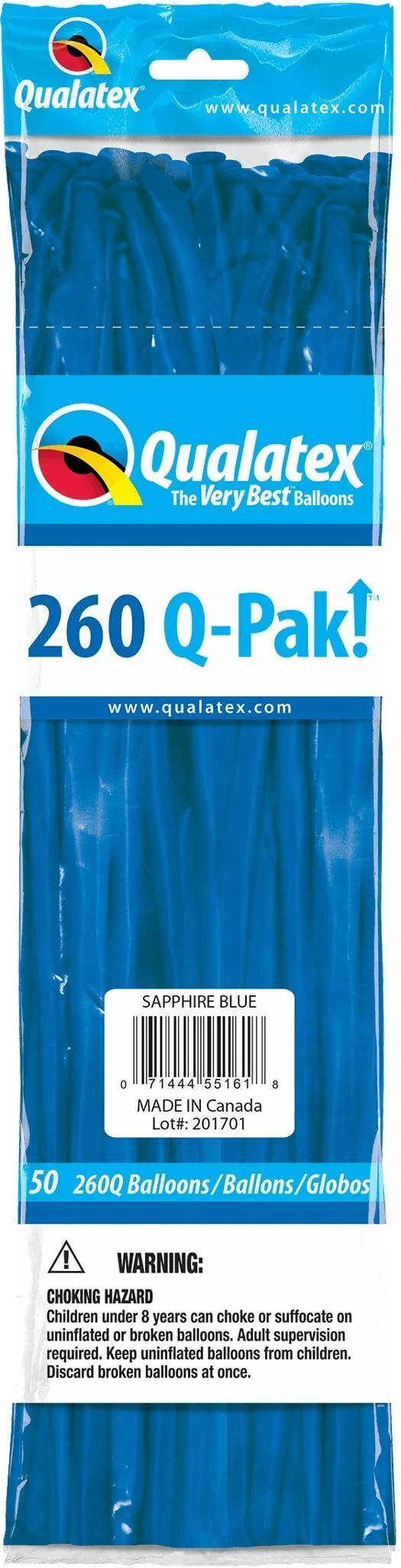 Qualatex - 260Q Qpak Sapphire Blue Latex Balloons (50ct)