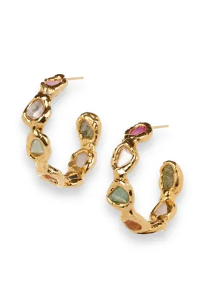 Rainbow Gemstone Hoops