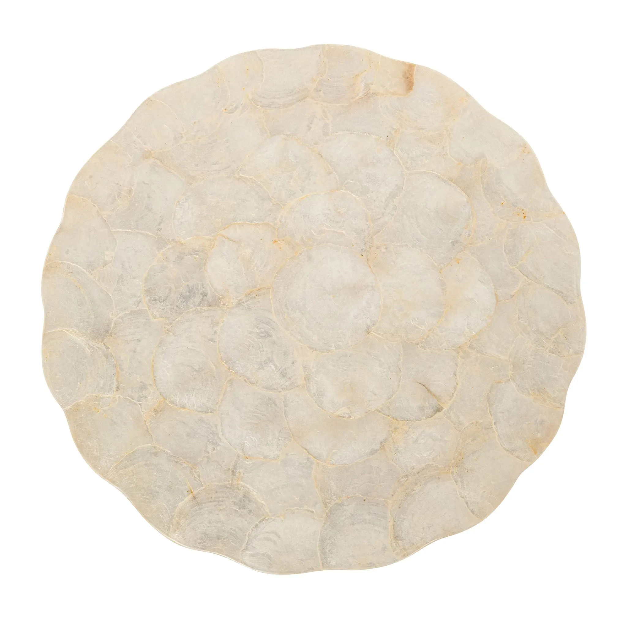 Round 15 in. Capiz Seashell Placemats (Set of 2) , Ivory-Gold-Plearlescent