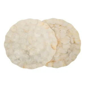 Round 15 in. Capiz Seashell Placemats (Set of 2) , Ivory-Gold-Plearlescent