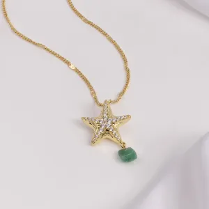 Starfish Aventurine Gold Necklace