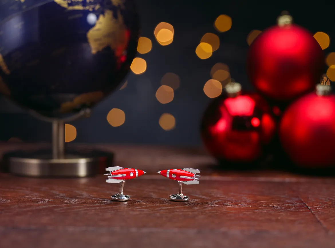 Sterling Silver Red Enamel Rocket