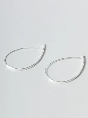 Sterling Silver Thread Through Curved Long Bar Earrings