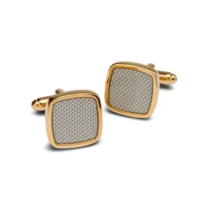 Textured Silver Gold Edged Square Cufflinks