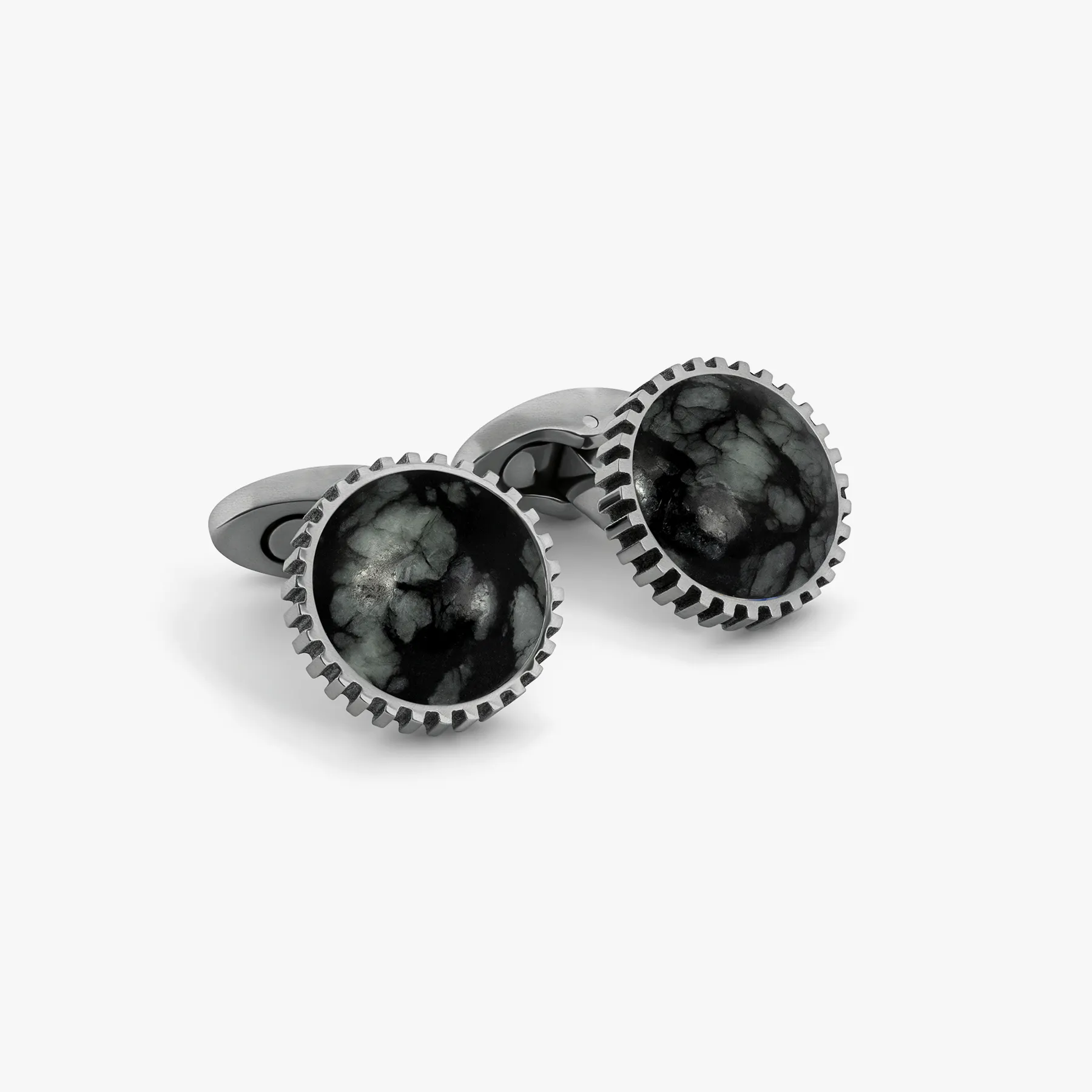 Titanium Classic Cufflinks in Line Stone