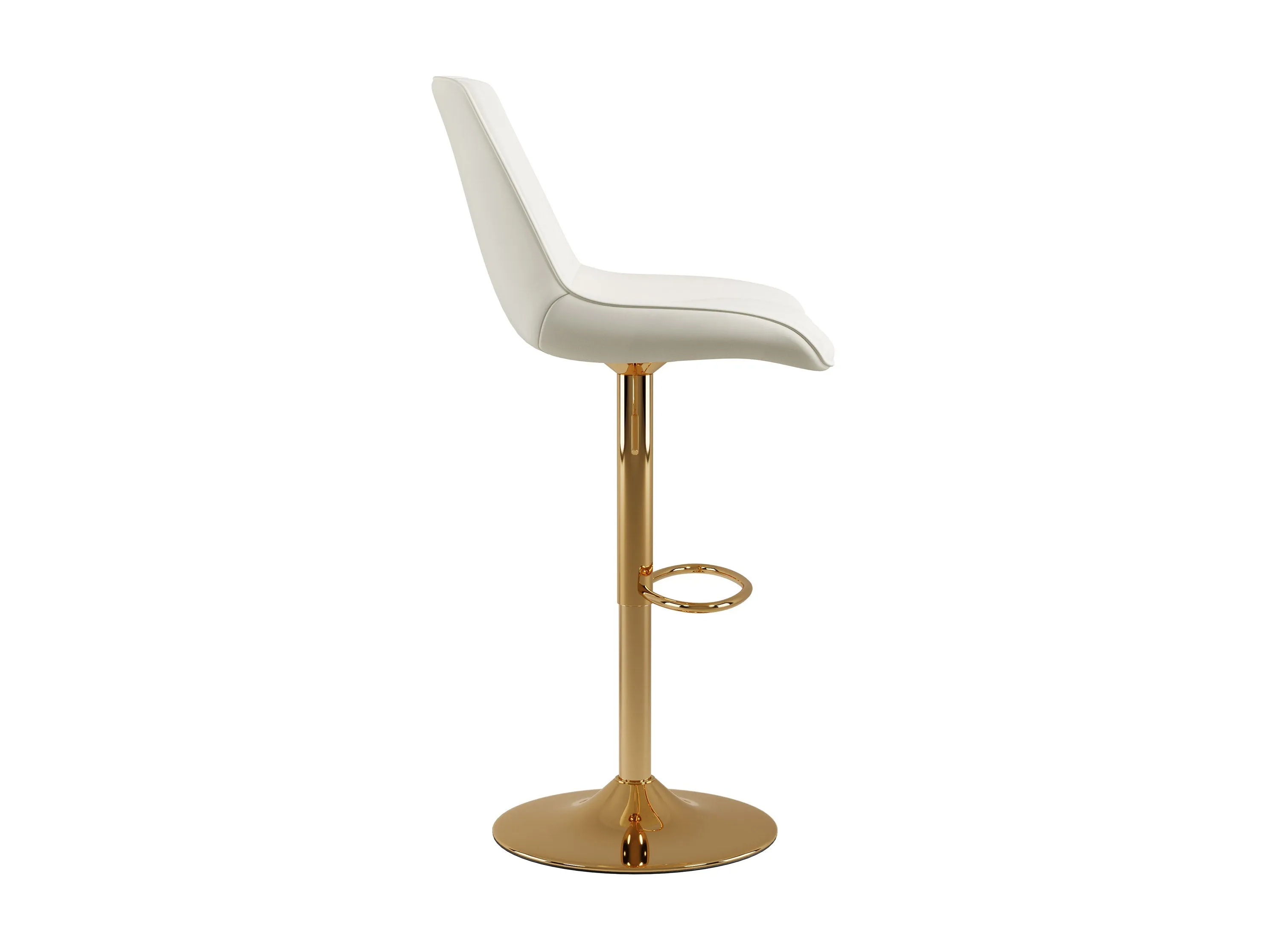 White Adjustable Gold Bar Stools, Set of 2