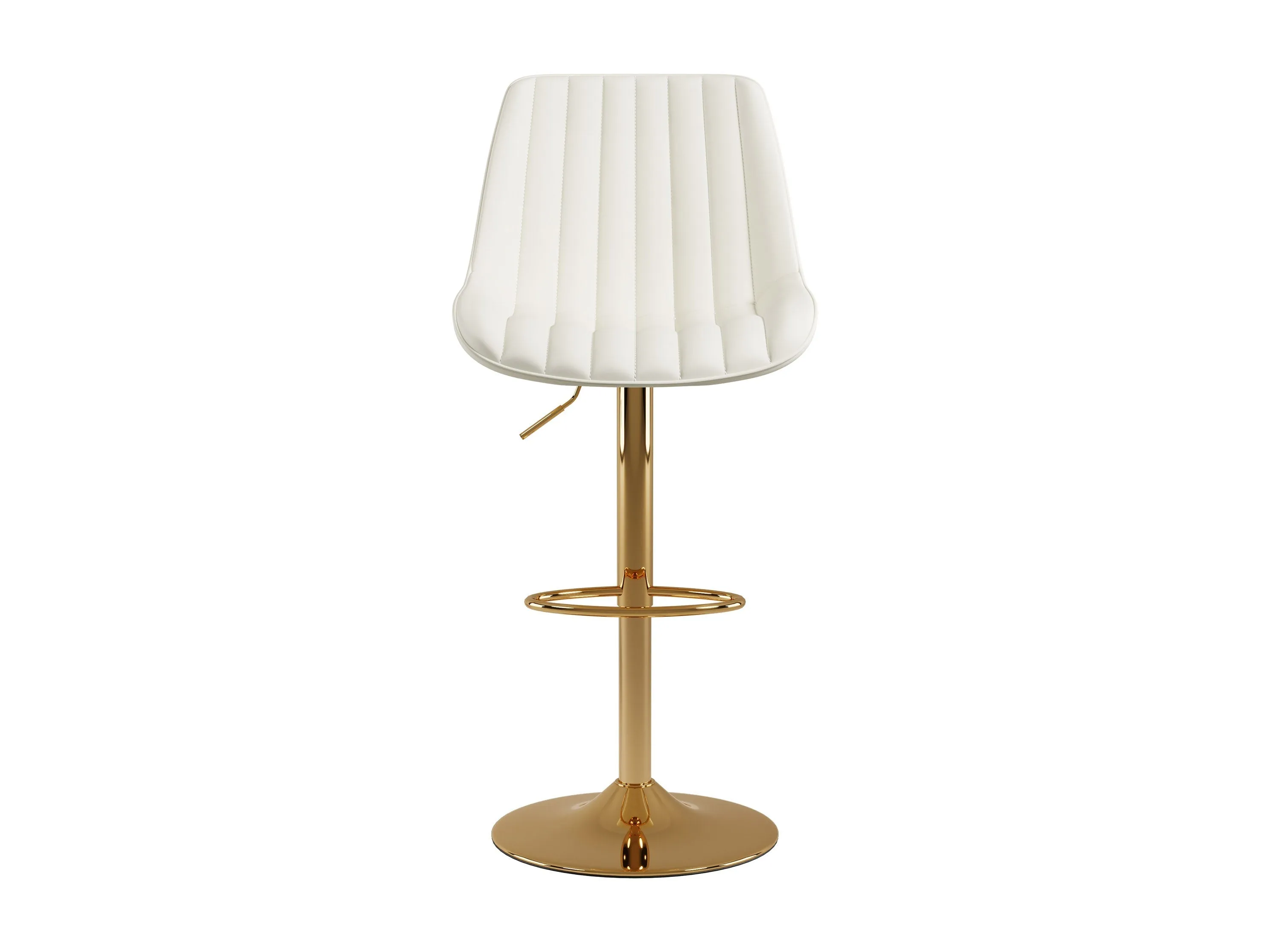 White Adjustable Gold Bar Stools, Set of 2